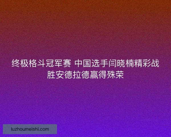 终极格斗冠军赛 中国选手闫晓楠精彩战胜安德拉德赢得殊荣